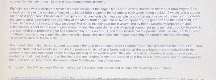  Phil's first step was to prepare a master schedule for one