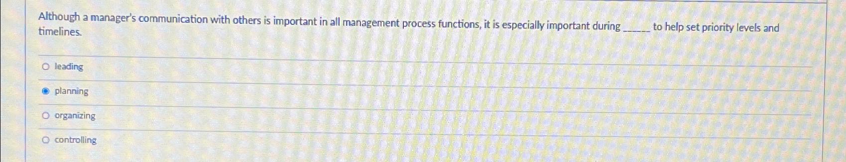  Although a manager's communication with others is important in all management