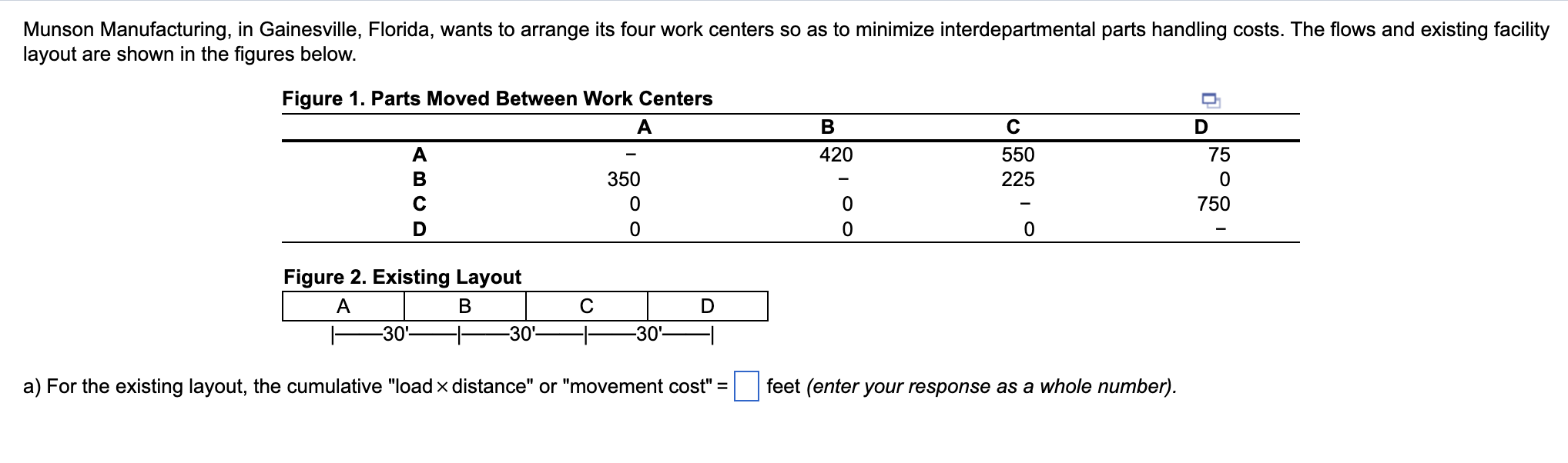  b) The highest flow that exists between any two work centers