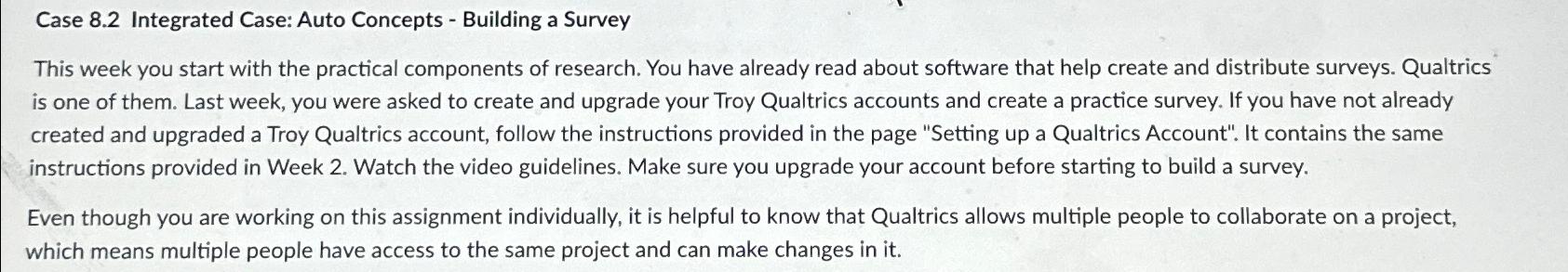  Case 8.2 Integrated Case: Auto Concepts - Building a Survey This