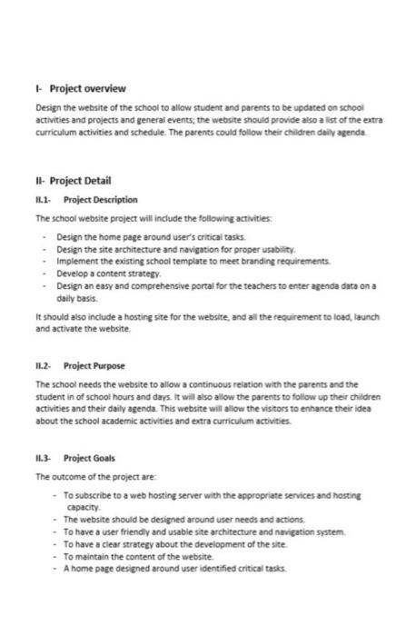 no coding 1- Project overview Design the website of the school to