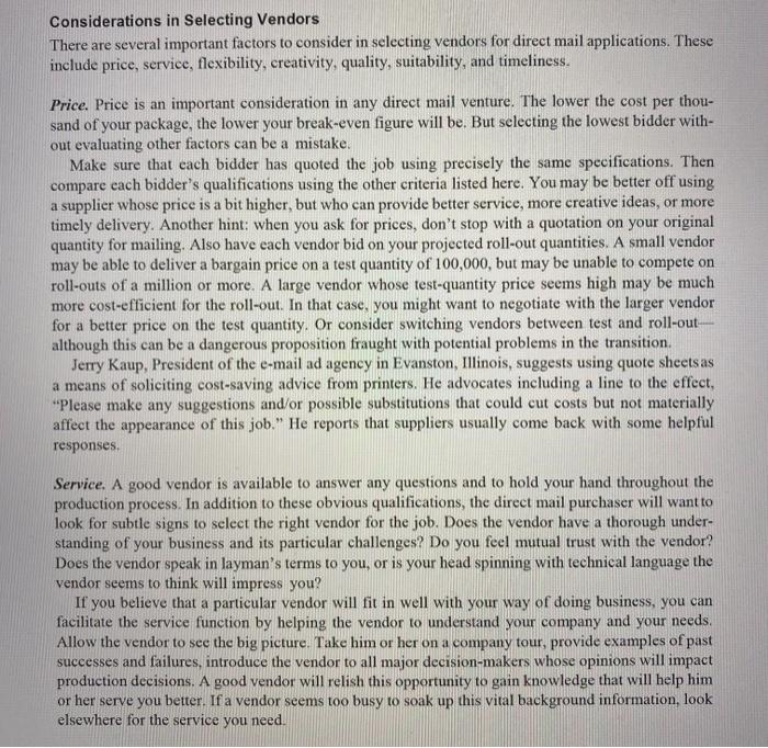  9. Name at least five important things to keep in mind