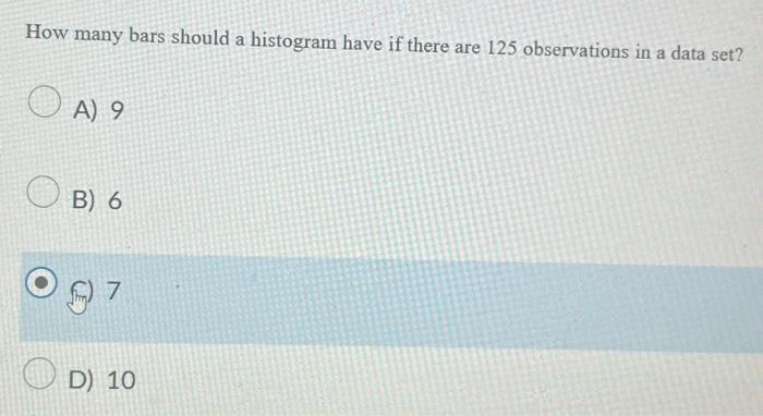 How many bars should a histogram have if there are 125