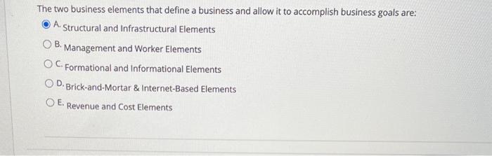  The two business elements that define a business and allow it
