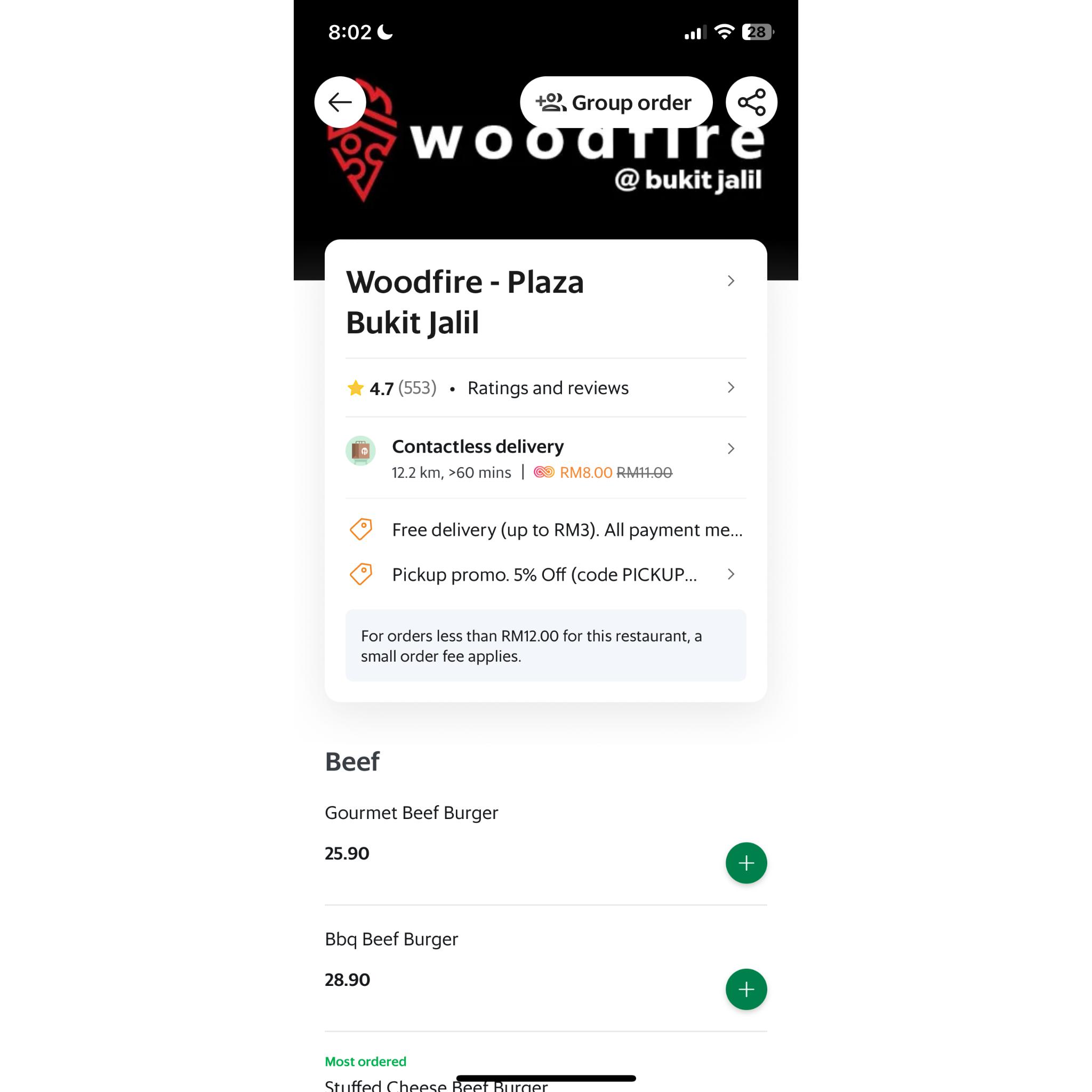  8:02 .1 28 +, Group order wo errite @ bukit jalil