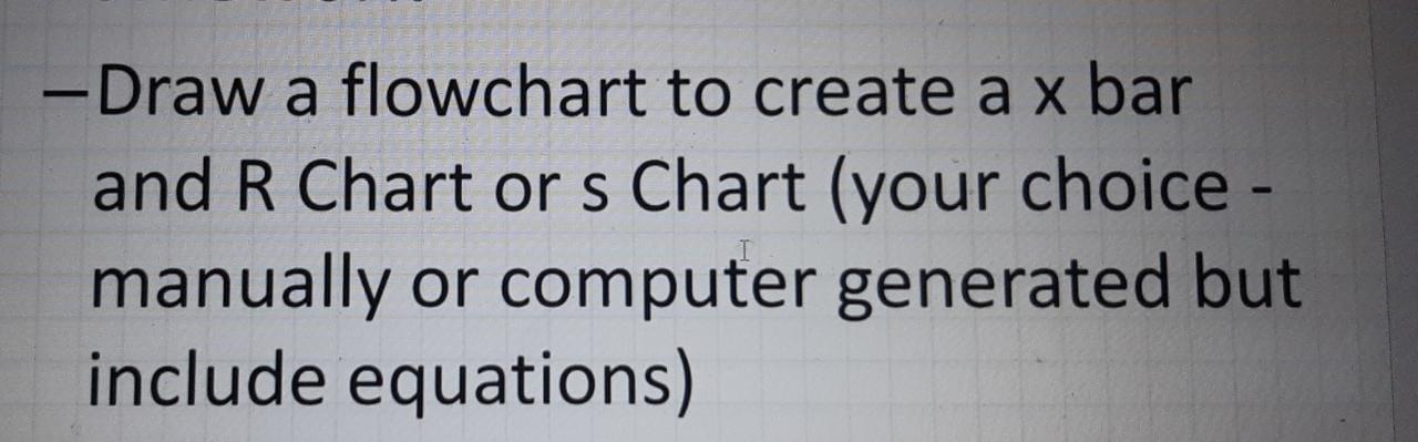  -Draw a flowchart to create a x bar and R Chart