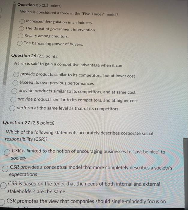  Which is considered a force in the "Five-Forces" model? Increased deregulation