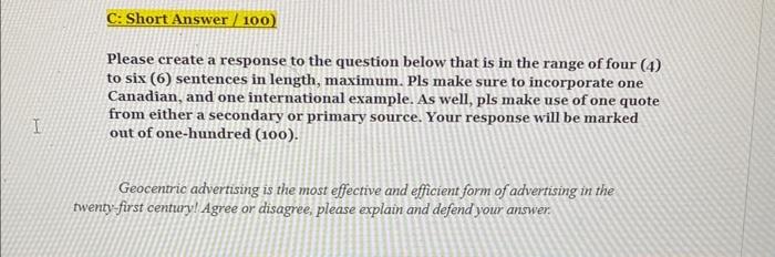  Please create a response to the question below that is in