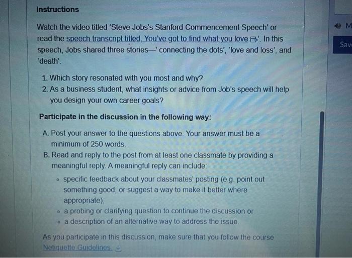 Step 3: Post to D1 (M1): Steve Jobs 2005 Commencement Speech 2424