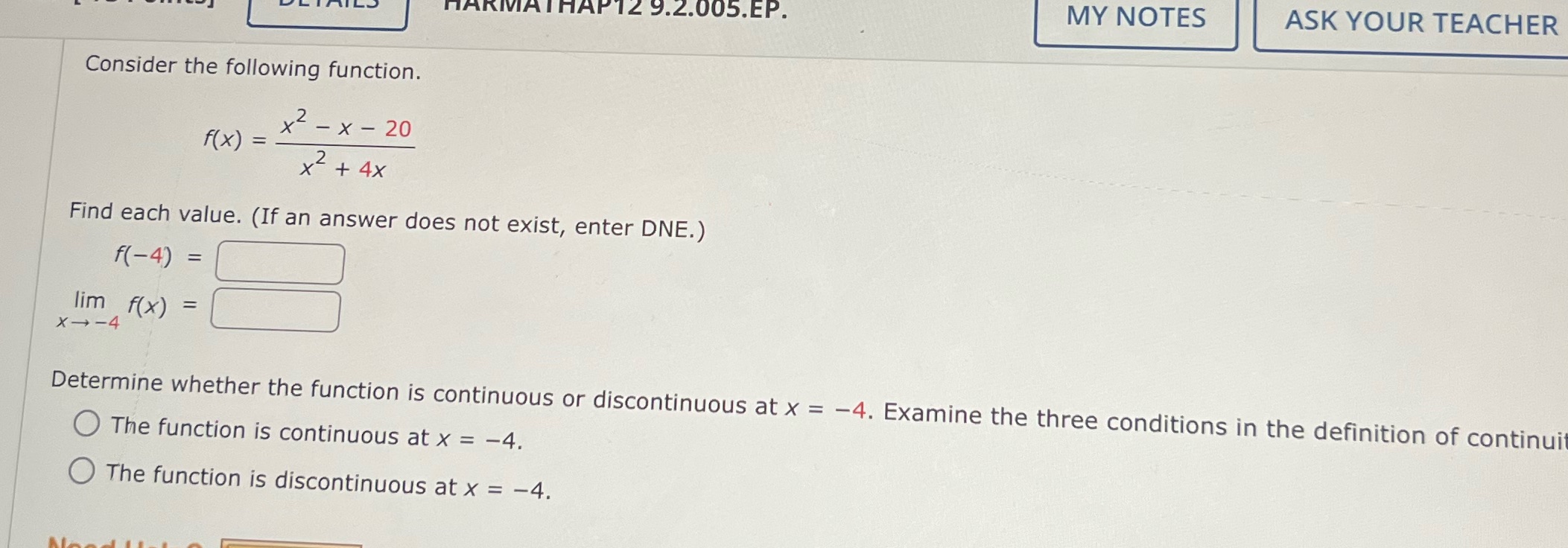 19. Consider the following function NAKMATHAPT2 9.2.005.EP. MY NOTES ASK YOUR TEACHER