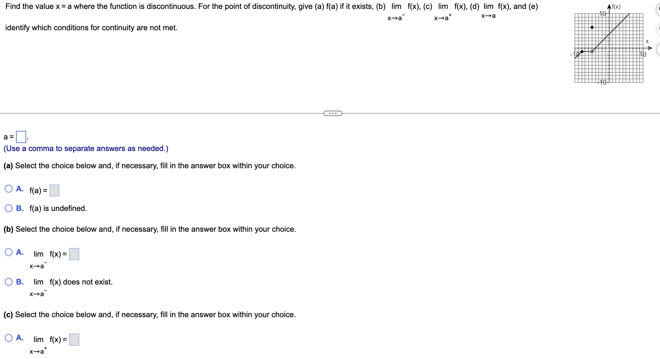 left and the right at any values of x where the function