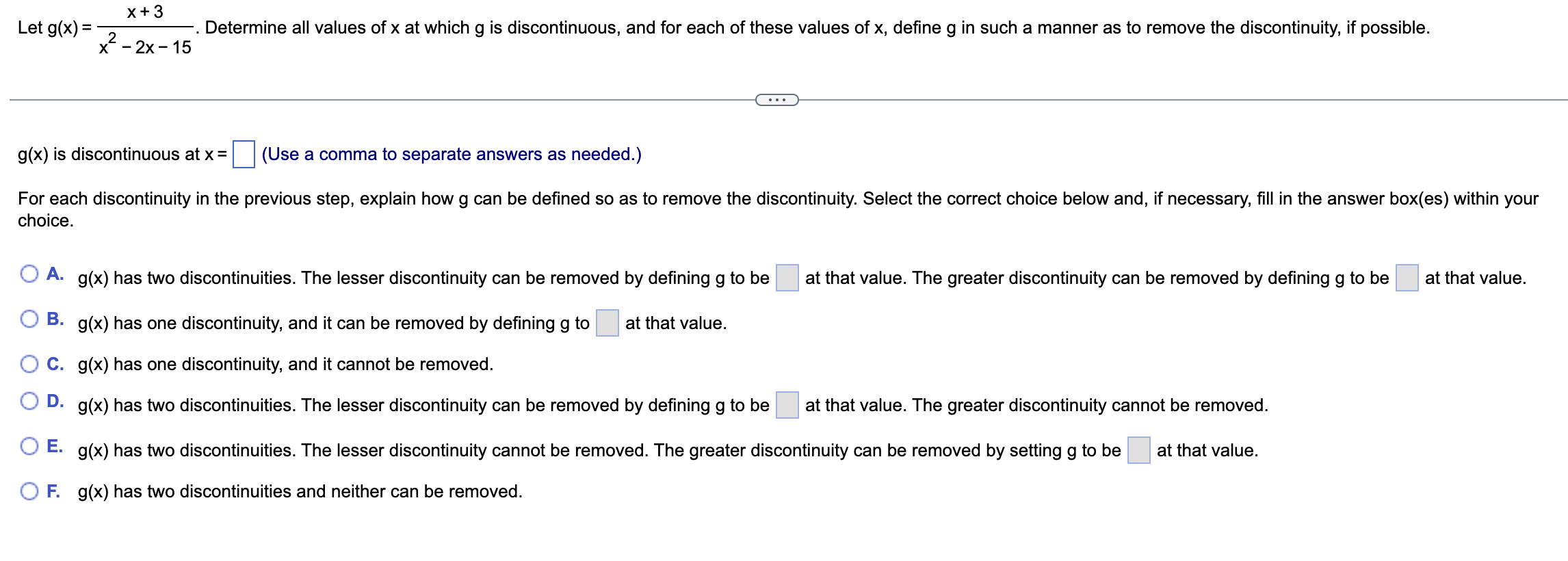 the function. O A. O B. O c. 15- 15- 10- 10-