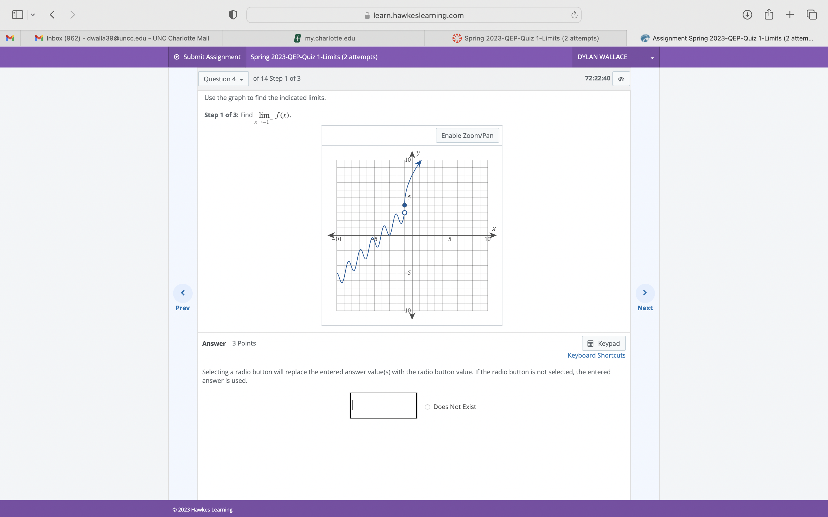 v Use the graph to find the indicated limits. Step 1