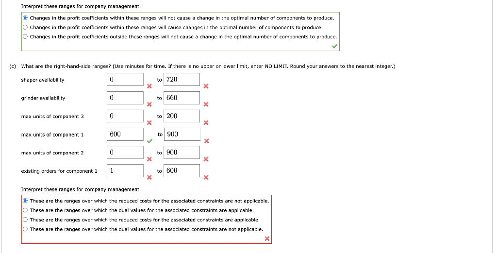 component 2 component 3 tototounitsunitsunits Interpret these ranges for company management. Changes