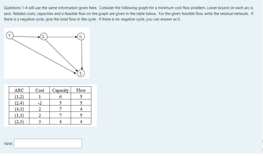 Questions 1-4 will use the same information given here. Consider the following
