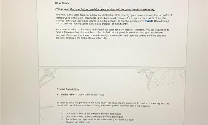 report presentation Case Study: Plonse madt the case below carefully. Your proiect