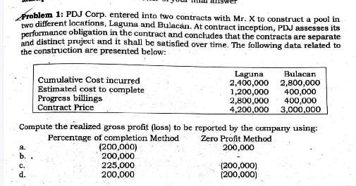  Problem 1: PDJ Corp. entered into two contracts with Mr. X