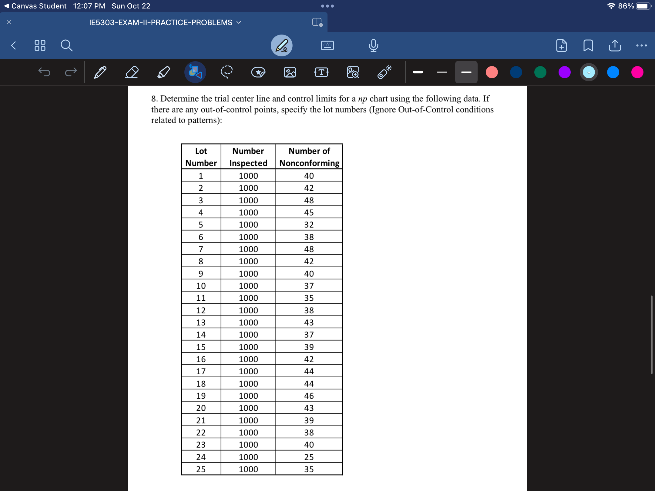  Canvas Student 12:07 PM Sun Oct 22 IE5303-EXAM-II-PRACTICE-PROBLEMS Q 8. Determine