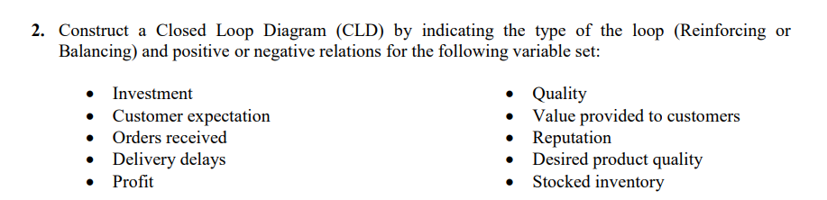  2. Construct a Closed Loop Diagram (CLD) by indicating the type