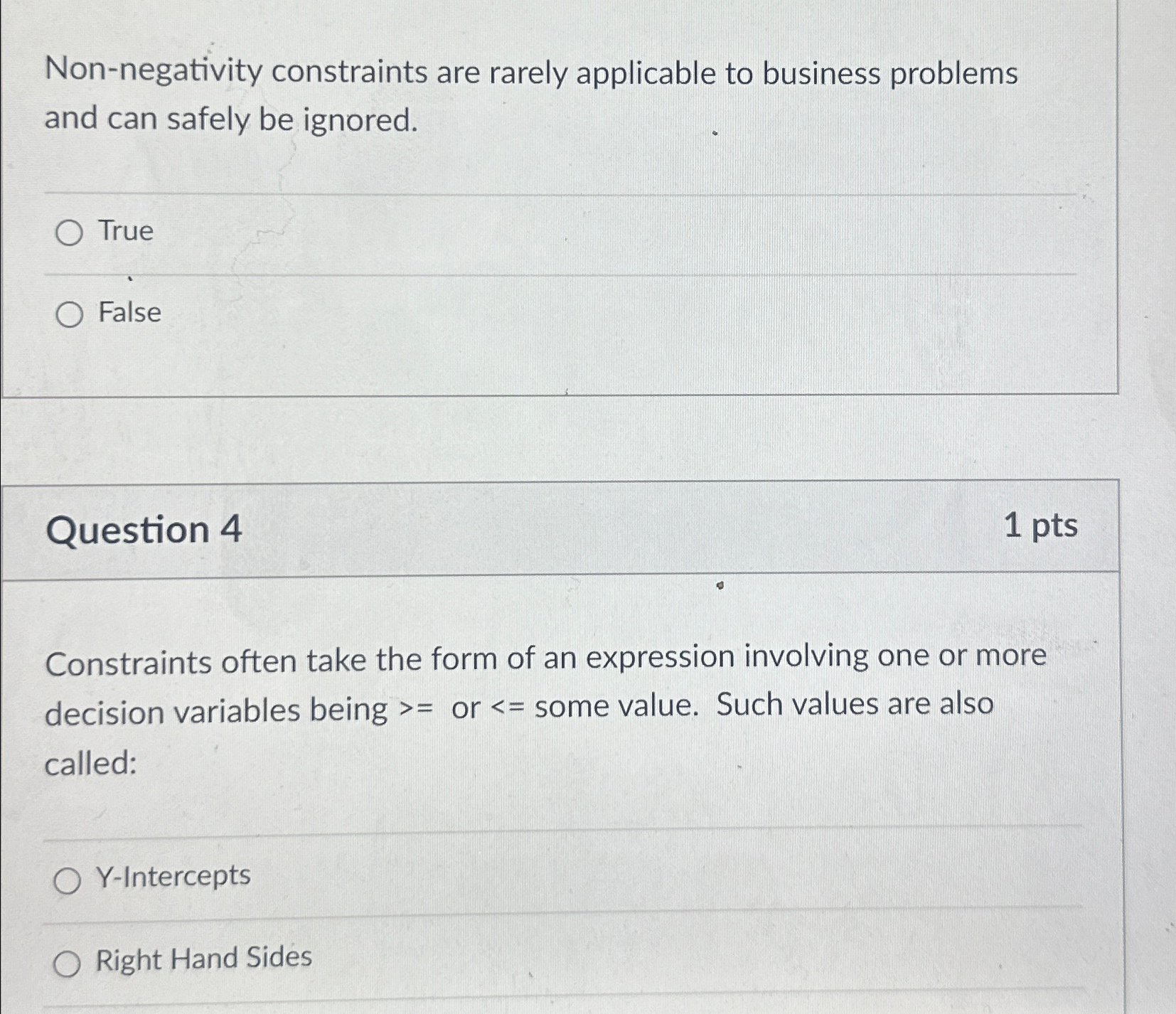  Non-negativity constraints are rarely applicable to business problems and can safely