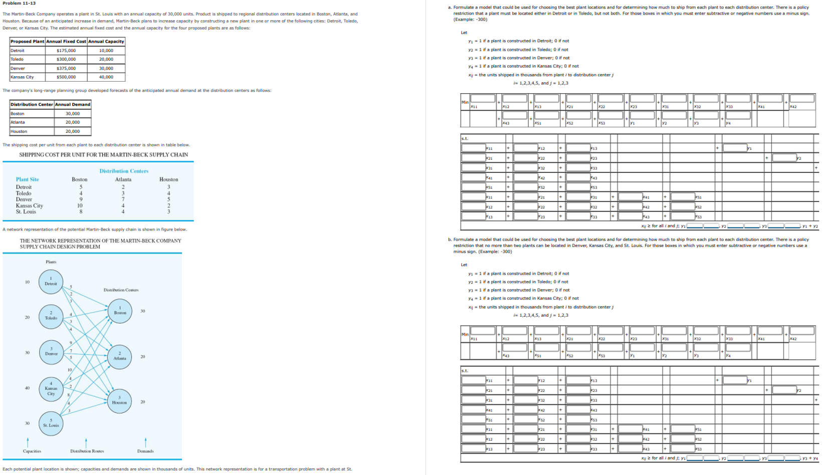  Problem 11-13 The Martin-Beck Company operates a plant in St. Louis