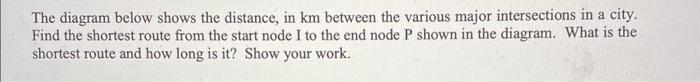 Solve using Dijkstra's Algorithm The diagram below shows the distance, in