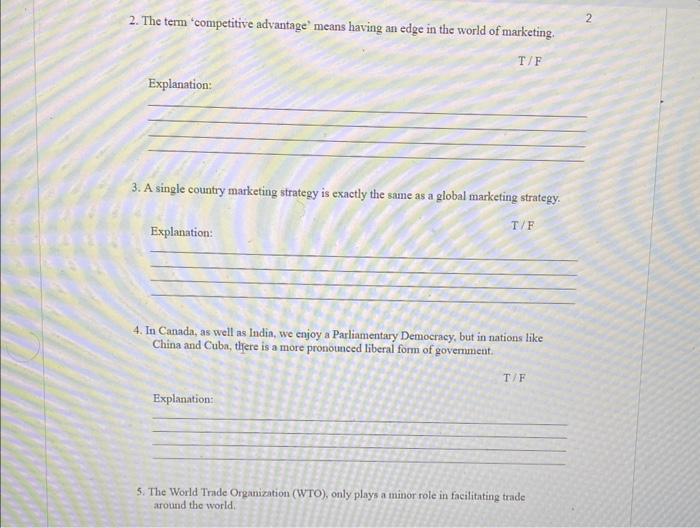 the phrase or statement is true (T) or fales (T). Also, you