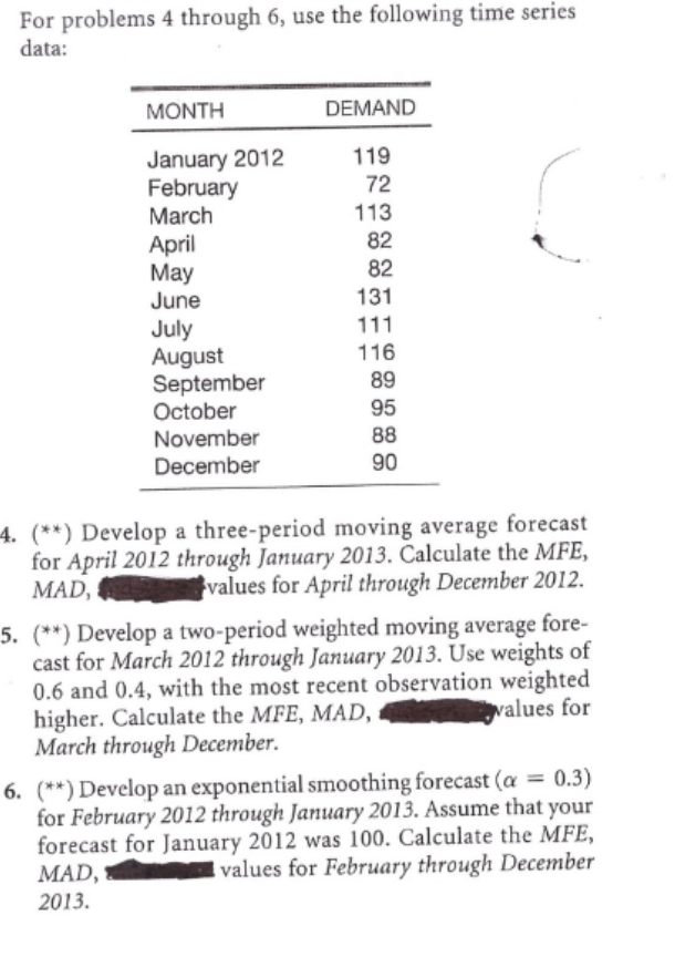 I need help solving 4-6 with the answers For problems 4 through