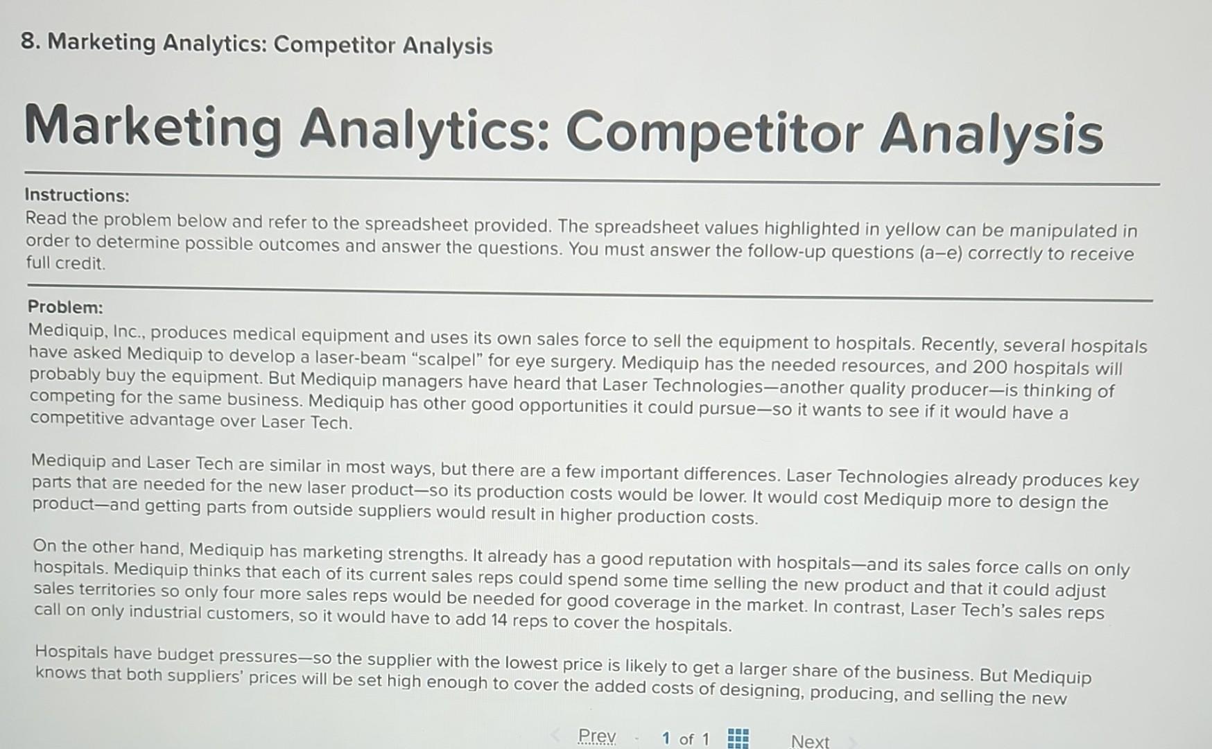 8. Marketing Analytics: Competitor Analysis Marketing Analytics: Competitor Analysis Instructions: Read