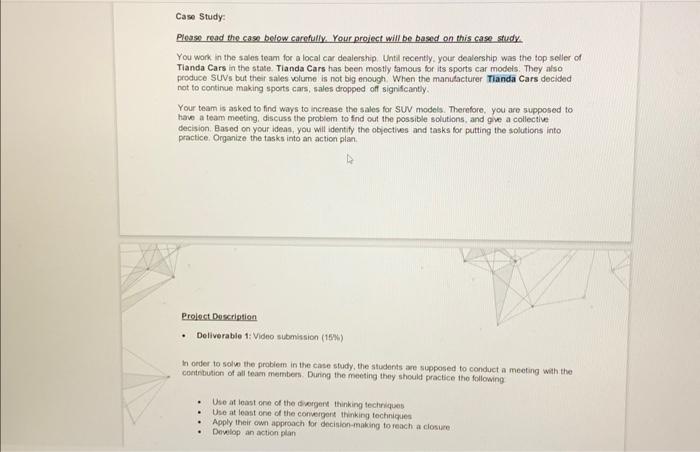 presentation Case Study: Ploses read the case below carefully Your project will