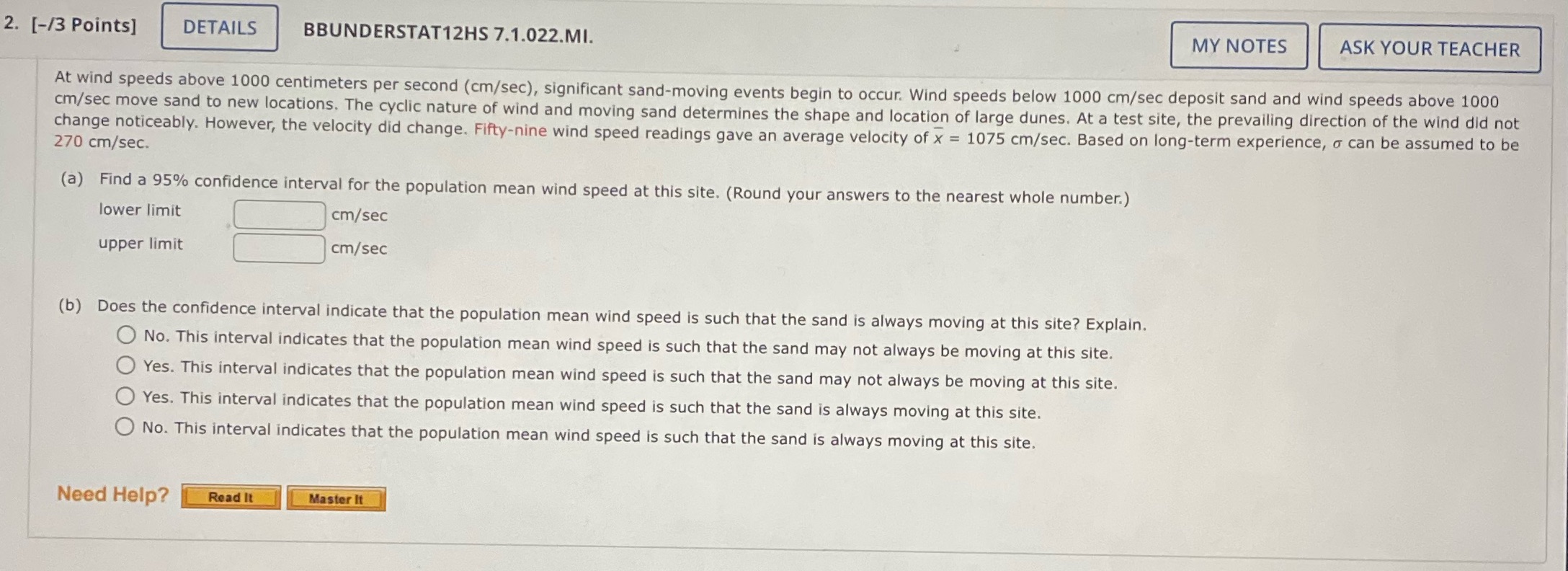  2. [-/3 Points] DETAILS BBUNDERSTAT12HS 7.1.022.MI. MY NOTES ASK YOUR TEACHER