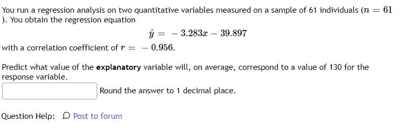 as the response variable. I.- -EEI What is the predicted value of