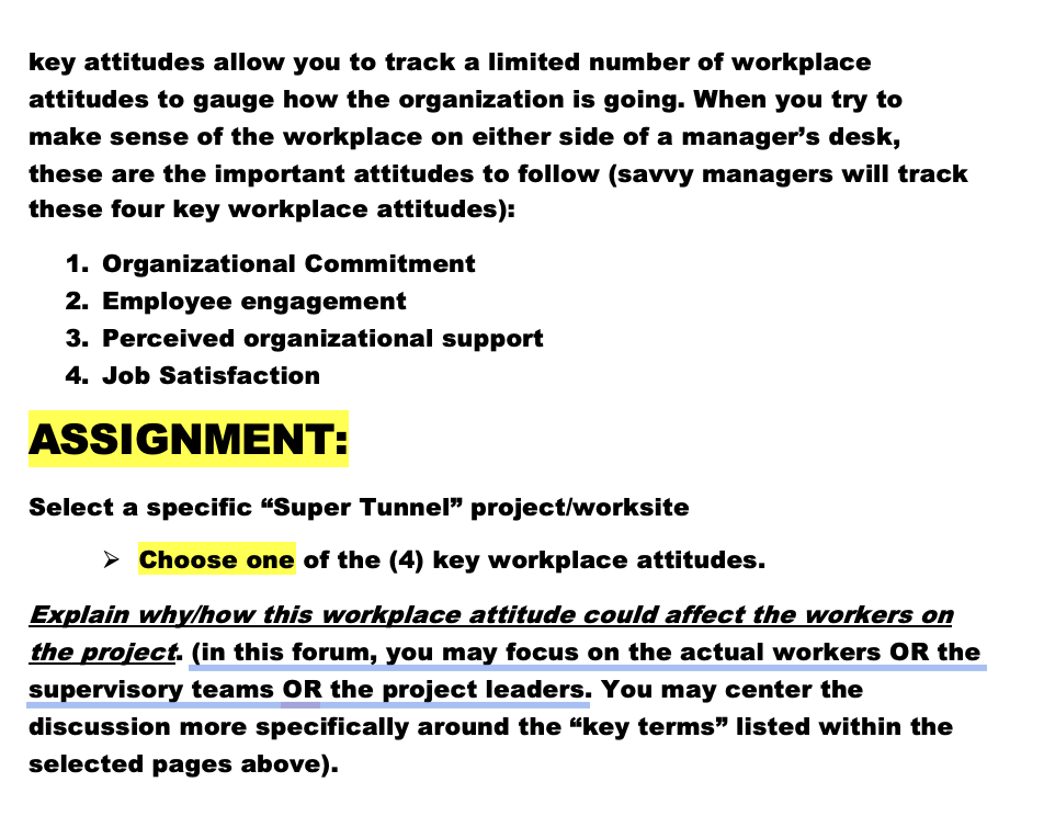 Review Chapter 2 KEY WORKPLACE ATTITUDES This week's forum is built around