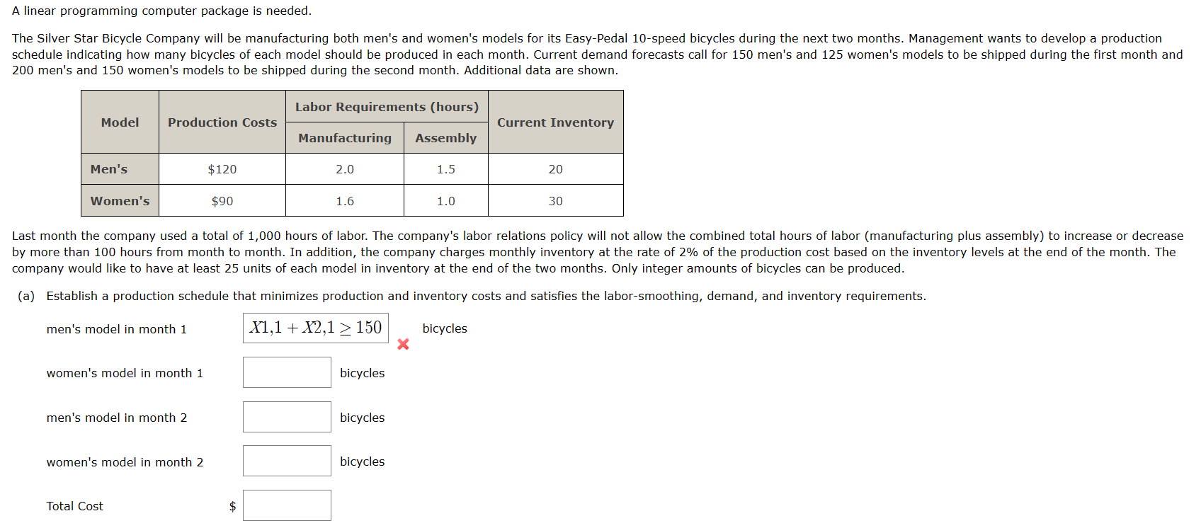 Chapter 4 Hw 2 Q2 Answer all blank spots 200 men's and