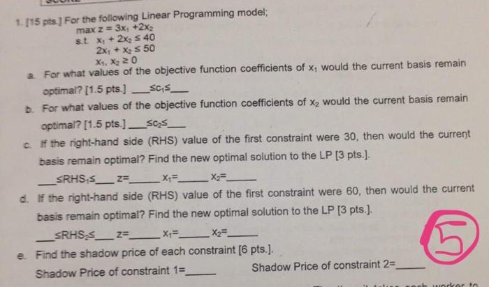please write the solution step by step 1. [15 pts.] For the