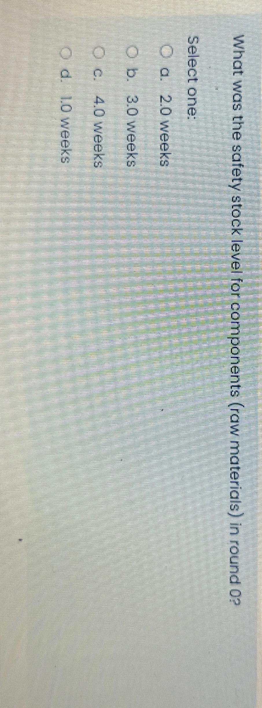  What was the safety stock level for components (raw materials) in