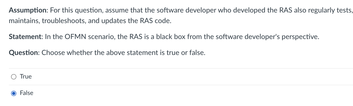  Assumption: For this question, assume that the software developer who developed
