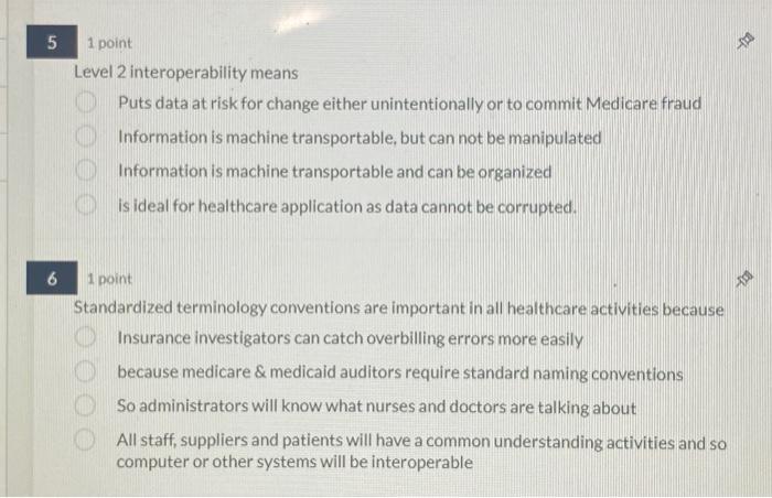 please answer the question 1 point Level 2 interoperability means Puts data