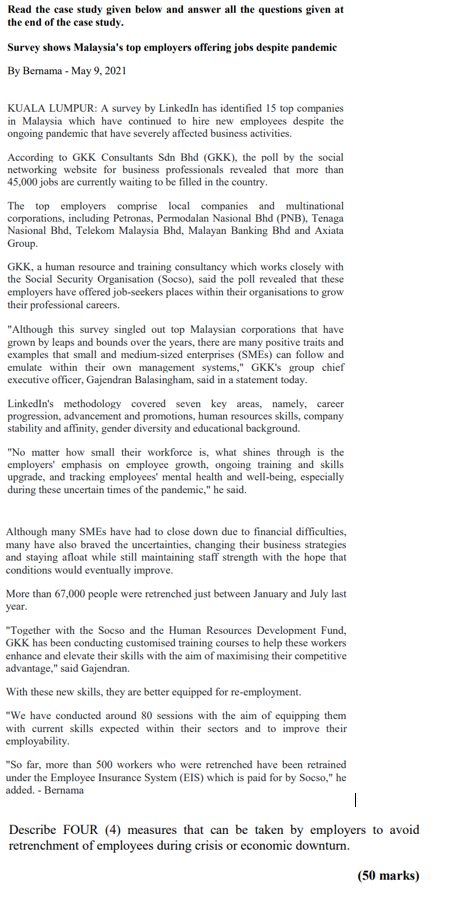  Read the case study given below and answer all the questions