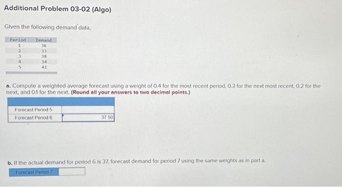 please help, will give thumbs up Given the following demand data, a.