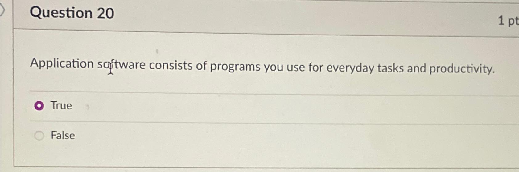  Question 20 Application stware consists of programs you use for everyday