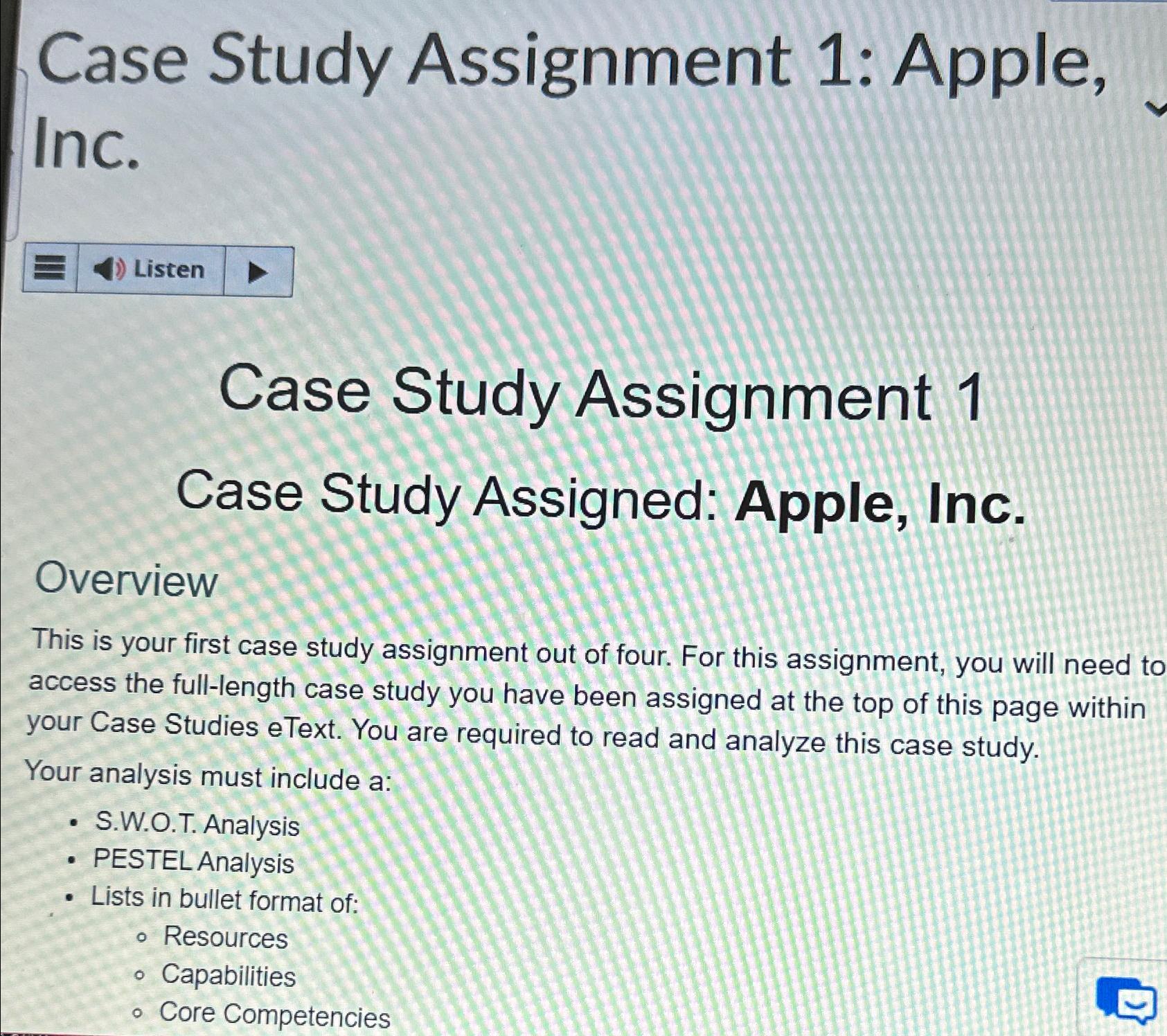  Case Study Assignment 1: Apple, Inc. Case Study Assignment 1 Case