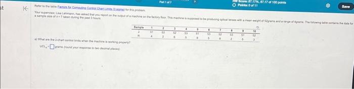 K Refer to the table Eacton for Computing Conted Chart Umits