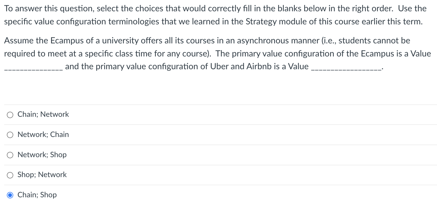 To answer this question, select the choices that would correctly fill in
