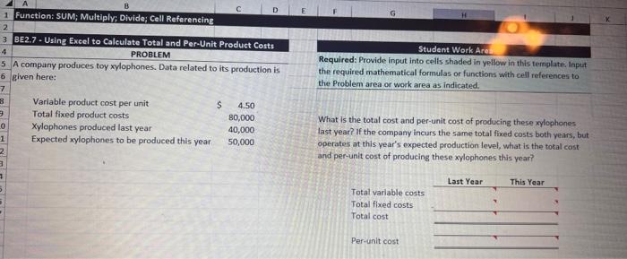 A B 1 Function: SUM; Multiply; Divide; Cell Referencing 9 3