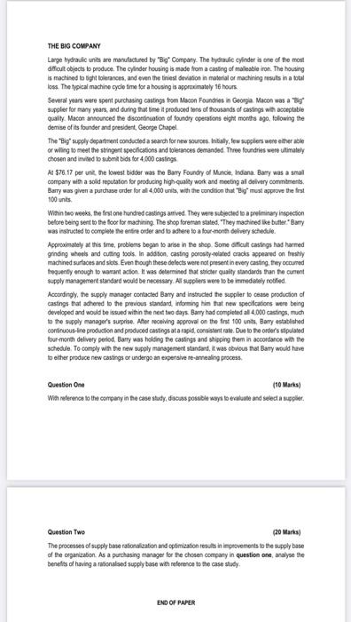  Question One (10 Marks) With reference to the company in the