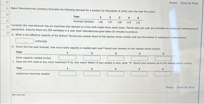 need help with forecasting!! Baker Mamufacturing Company forecasts the following demand for