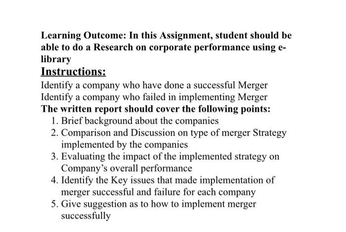 please put references Learning Outcome: In this Assignment, student should be able