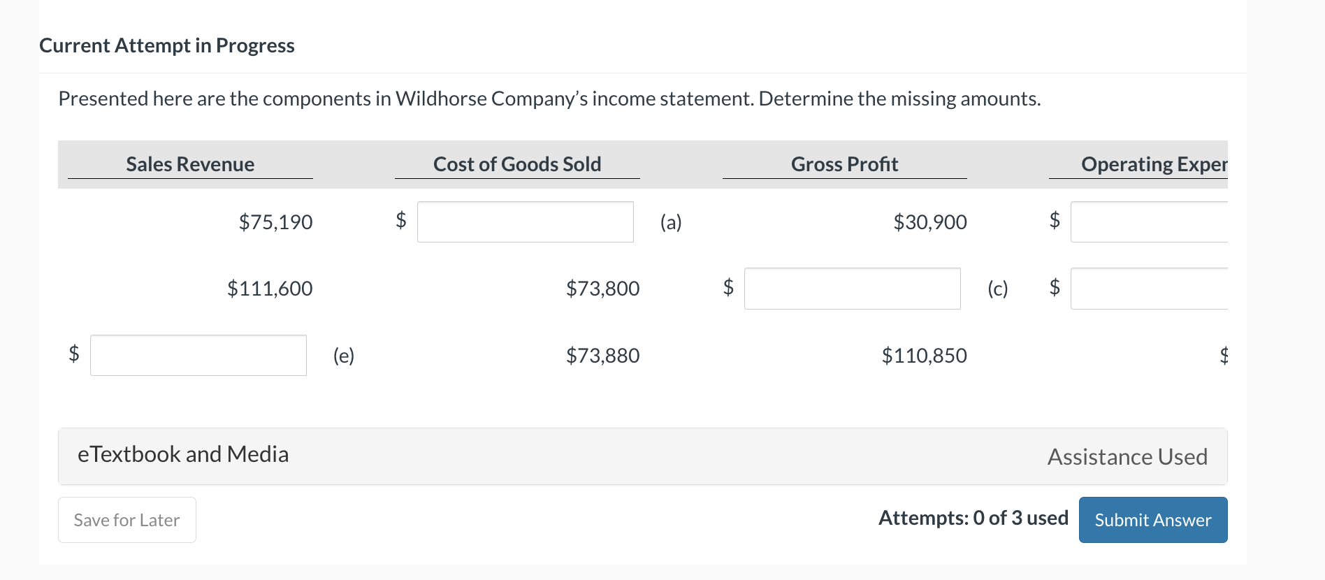  Current Attempt in Progress Presented here are the components in Wildhorse