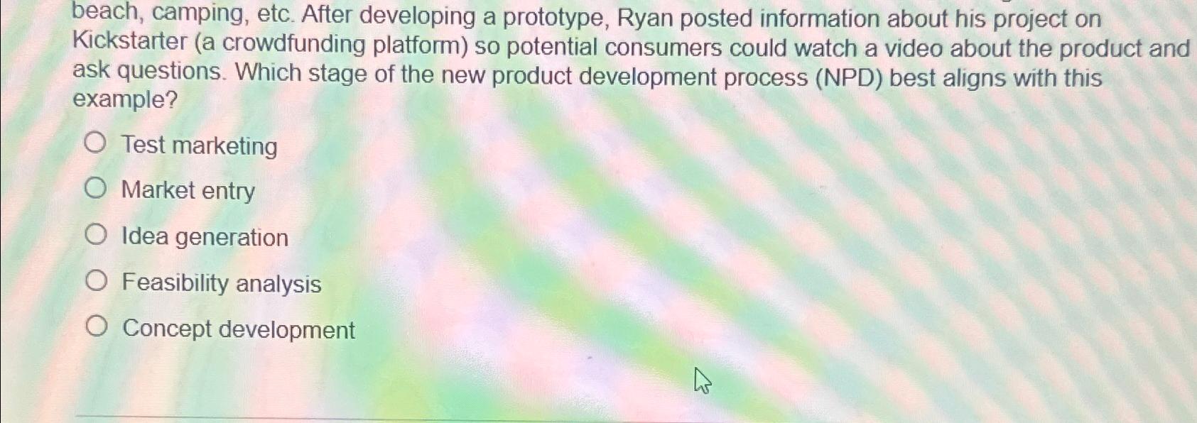  beach, camping, etc. After developing a prototype, Ryan posted information about